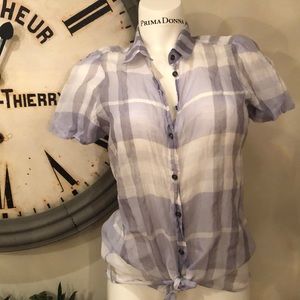 BURBERRY SHEER BLOUSE M /L EUC